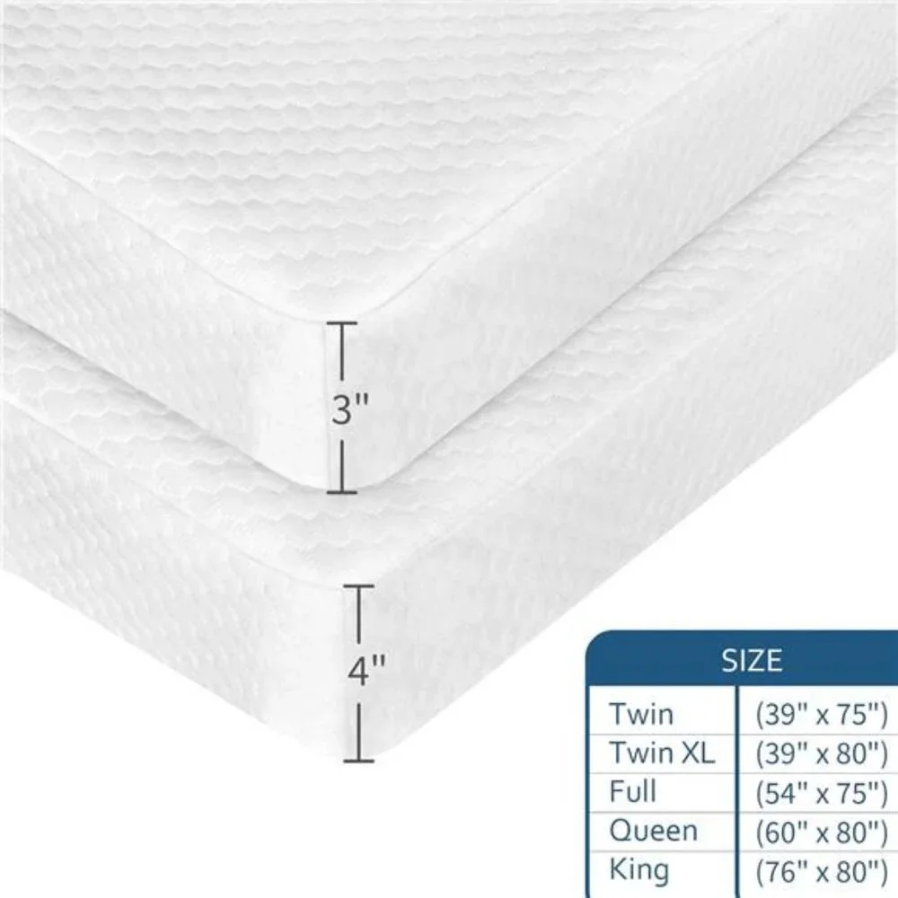 Mattress Topper Cover (Cover Only) Twin Size, 3-4 Inch Zippered Viscose